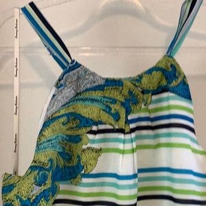 Tommy Bahama Women’s Boho Halter Top, Floral and Stripes, Size Small, Tie Back